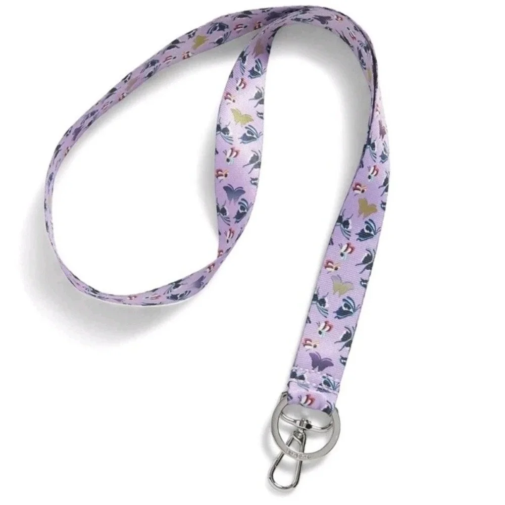 Vera Bradley Wide Lanyard Lavender Butterflies Speed Clip ID Key Holder NWT